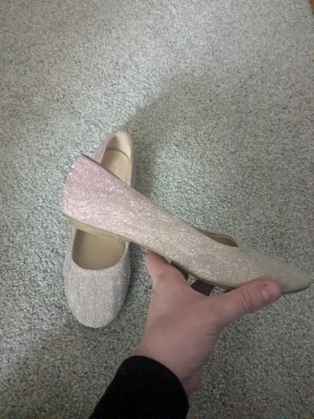 Pink and White Ombre Sparkly Girls Size 2 Flat Shoes